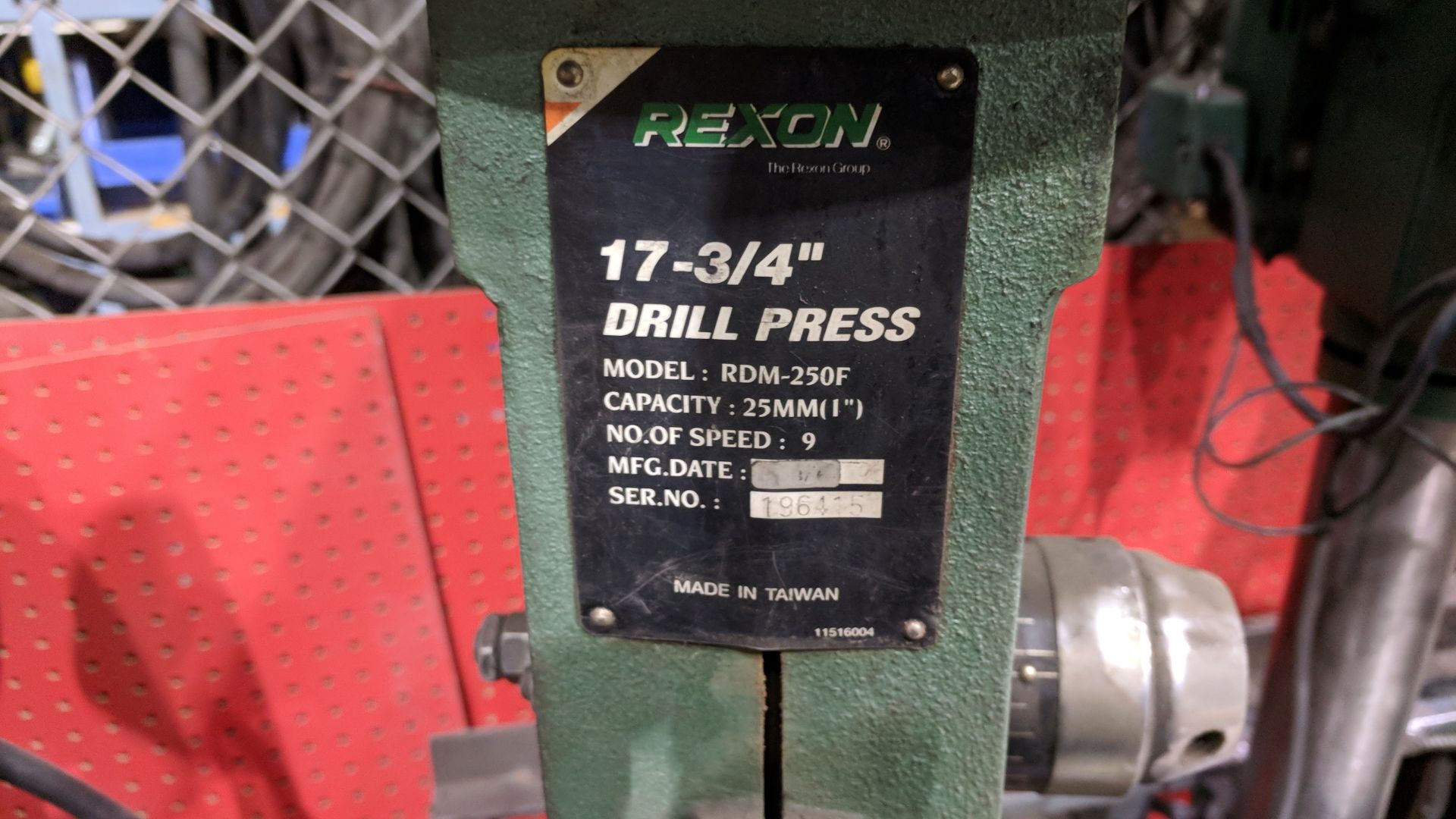 REXON (1998) RDM-250F HEAVY DUTY FLOOR TYPE DRILL PRESS, S/N N/A (NOT IN SERVICE) - Image 2 of 2