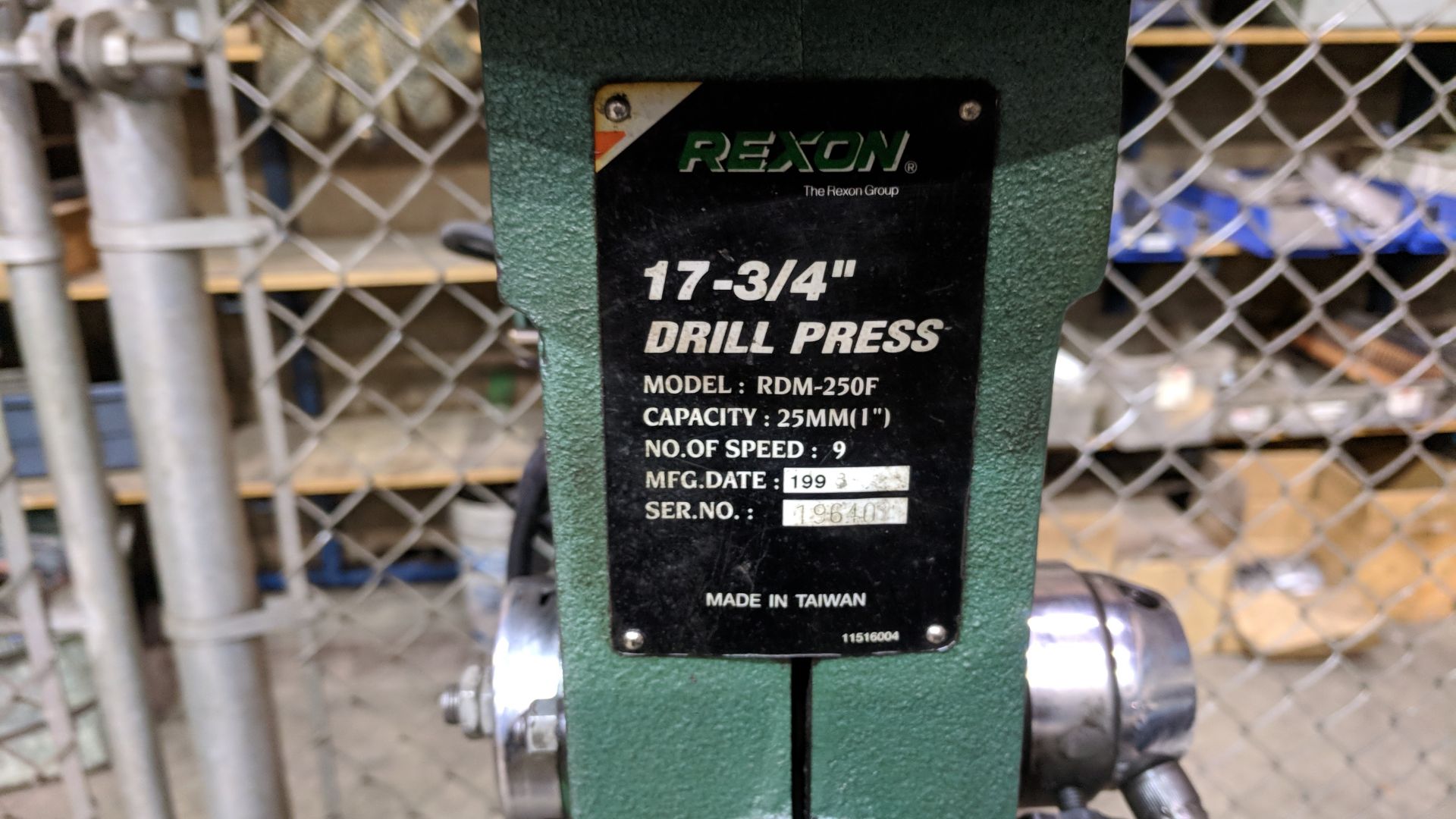 REXON (1998) RDM-250F HEAVY DUTY FLOOR TYPE DRILL PRESS, S/N 196402 - Image 2 of 2