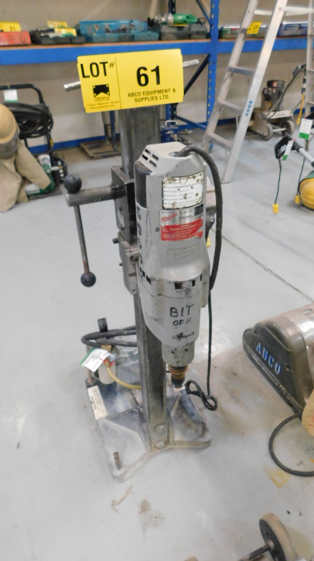 MILWAUKEE ELECTRIC CORE DRILL ON STAND