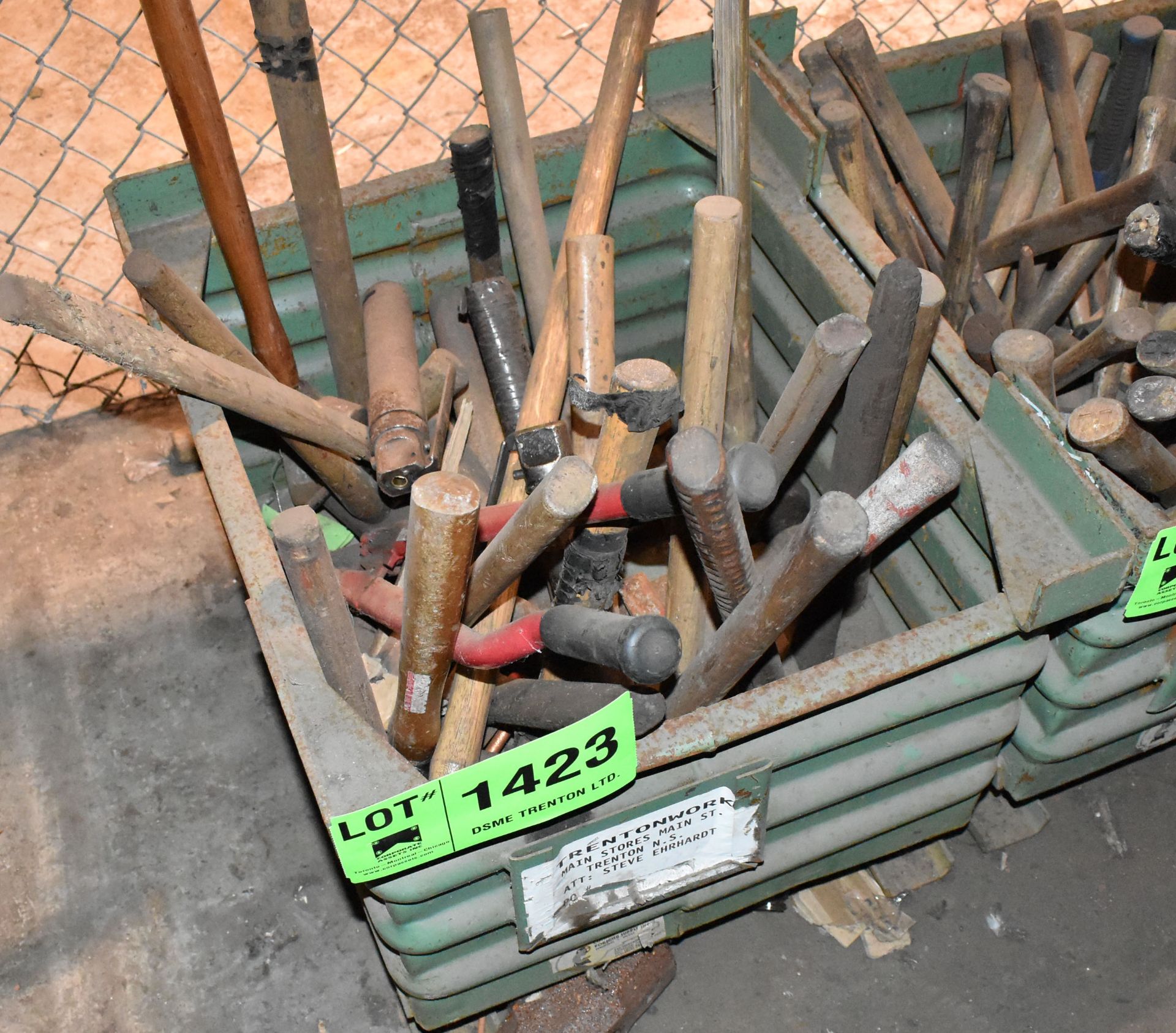 LOT/ BIN WITH SLEDGE HAMMERS