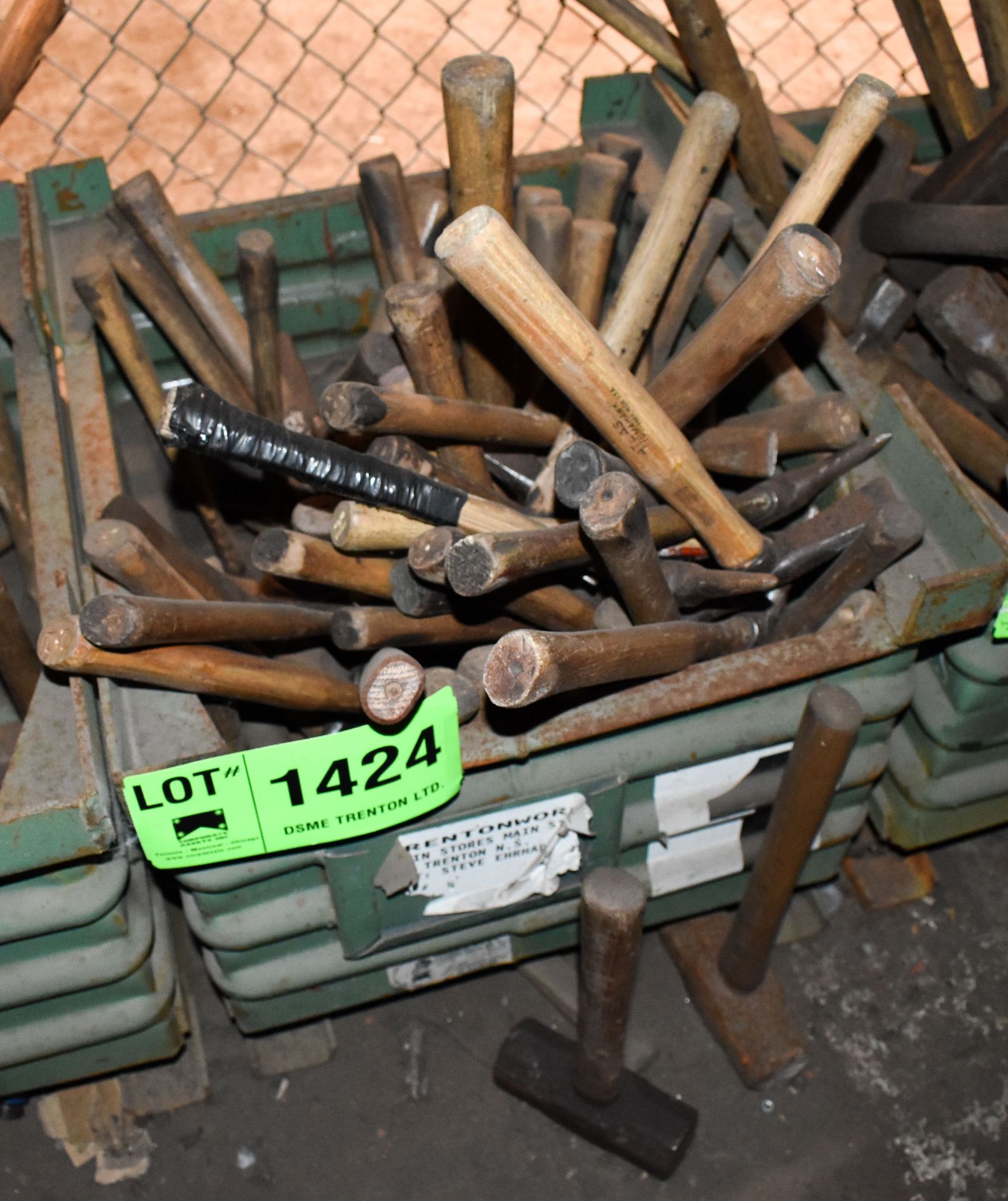 LOT/ BIN WITH SLEDGE HAMMERS