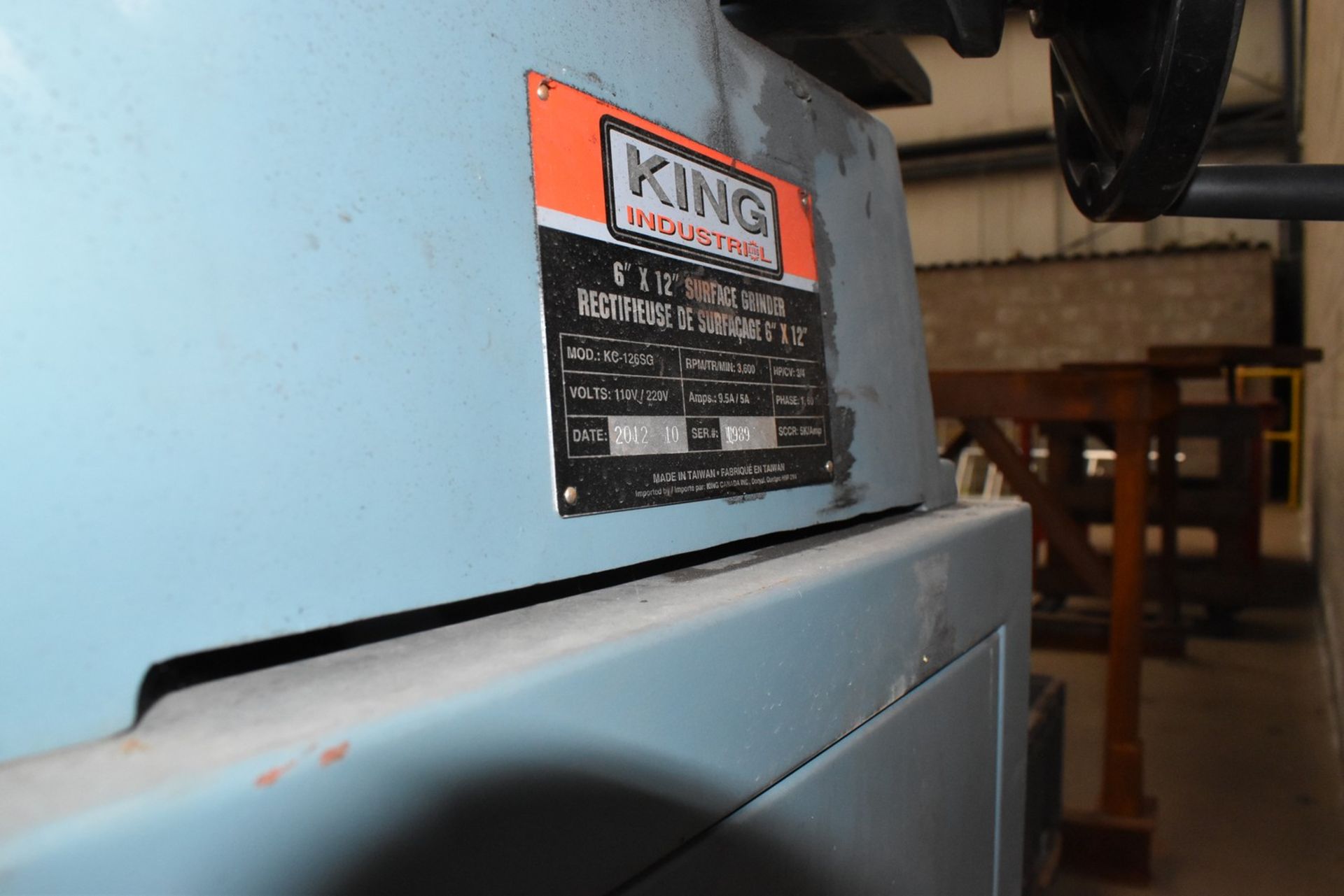 KING (2012) 6"X12" CONVENTIONAL SURFACE GRINDER, S/N 11989 - Image 3 of 3