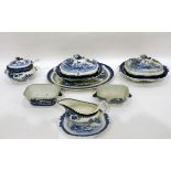 Booths silicon china 'Lowestoft Deer' pattern part dinner service, blue and white,