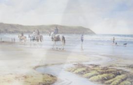 Various framed prints including Woolacombe Beach, botanical prints,