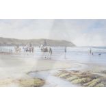 Various framed prints including Woolacombe Beach, botanical prints,