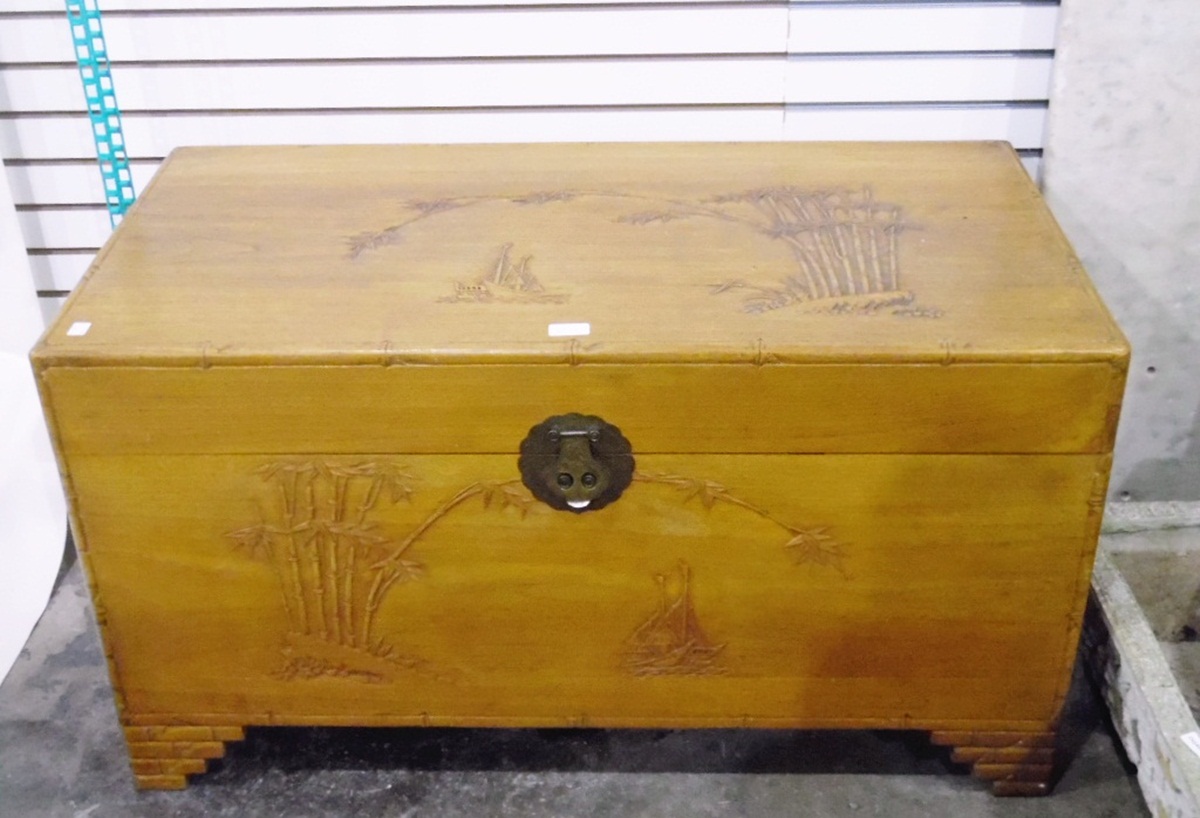 20th century carved blanket box,