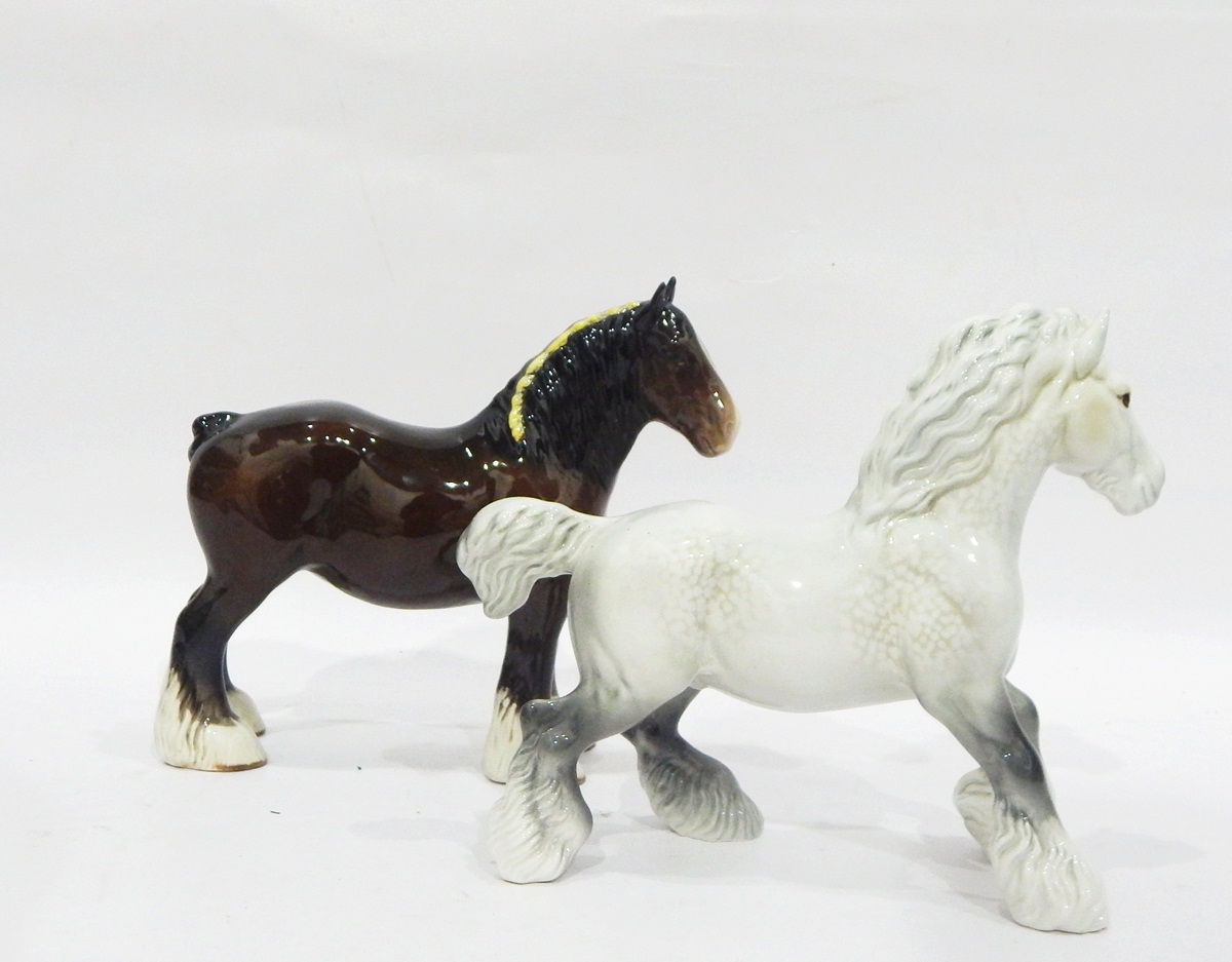 Two Beswick shire horses (2)