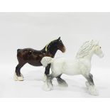 Two Beswick shire horses (2)