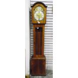 Reproduction grandmother clock with broken arched brass dial, rosewood-effect case,