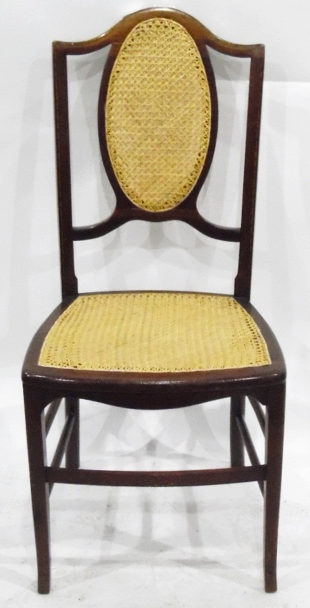 Edwardian inlaid mahogany and cane chair