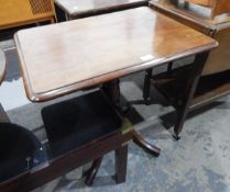 Victorian mahogany occasional table of rectangular form, on turned stem,