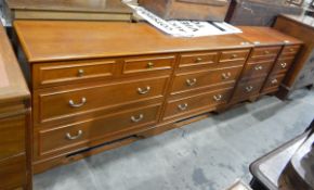 Suite of Stag furniture comprising two bedside cabinets fitted with three drawers (52cm wide and