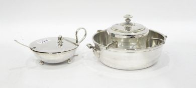 20th century silver plated caviar dish and an early 20th century lidded preserve dish with spoon