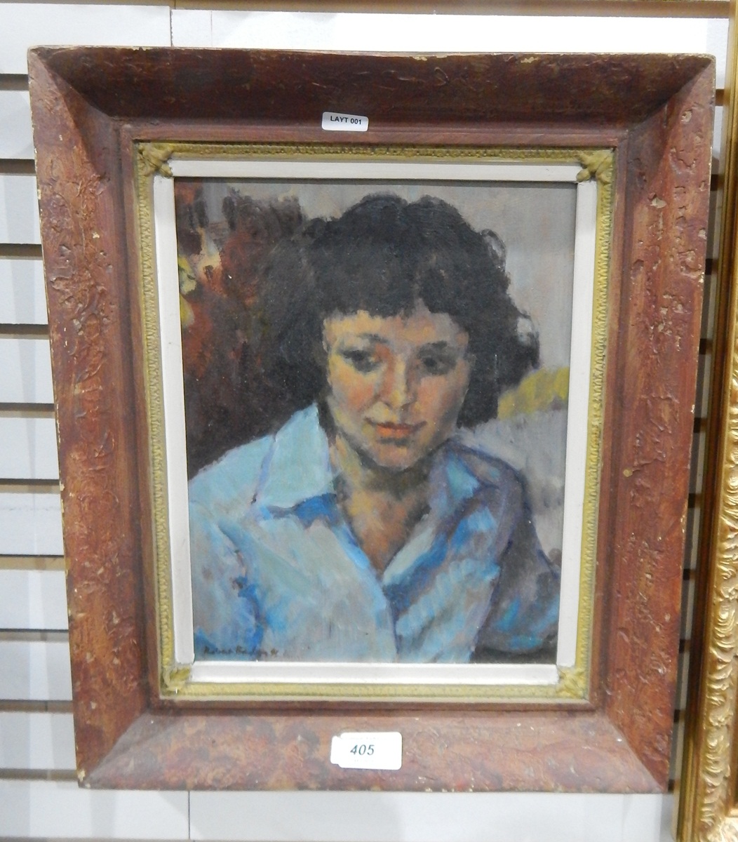 Robert Bayley (20th century) Oil on board "Portrait of Anna", signed and dated 81 lower left,