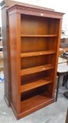 Modern five-height open bookcase with dentil cornice,