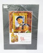 Quantity of circa 62 mounted posters, prints and illustrations to include 'long John Scotch',