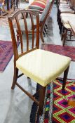 Set of six 19th Century mahogany dining chairs each with broken arch triple lathe back,