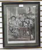 19th century Etching "Stock Jobbers or Gazette Extraordinary", tavern scene,