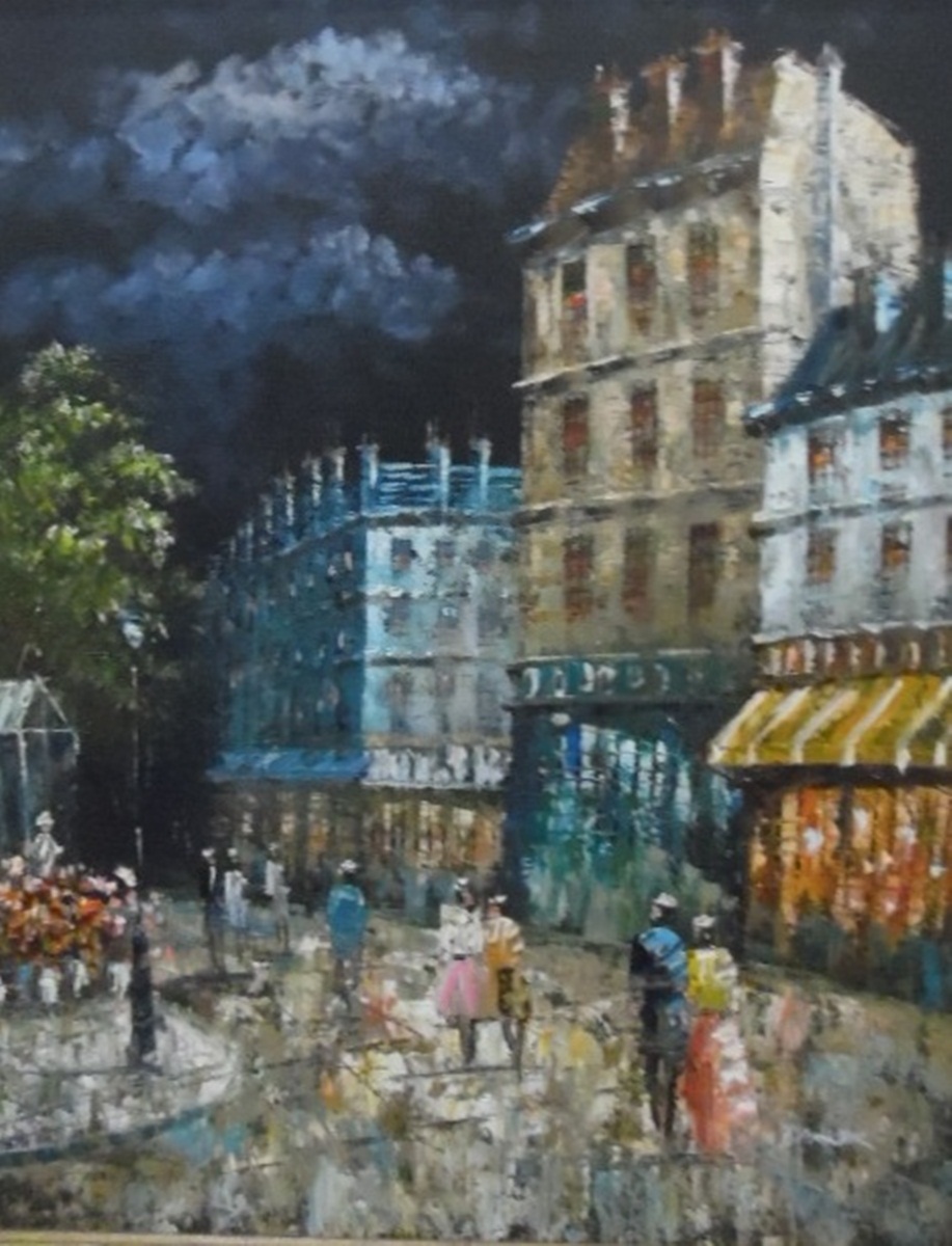 Barker (20th century school) Oil on canvas Parisian scene, signed lower right,