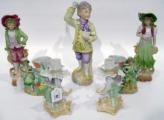 Large quantity of tinted bisque and other continental porcelain figures