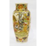 Japanese Satsuma pottery vase, shouldered and tapering,