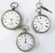 Continental silver-coloured metal pocket watch with key winding, the face inscribed Leicester & Co,