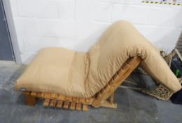 Wooden futon base with its original cushion mattress