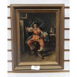 Unattributed (20th century) Oil on board Gentleman in 17th century dress, seated, smoking a pipe,