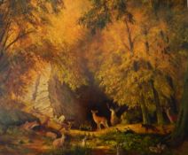 Norman R Coker Oil on canvas "A Poacher's Funeral", signed lower left,