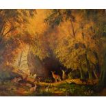 Norman R Coker Oil on canvas "A Poacher's Funeral", signed lower left,