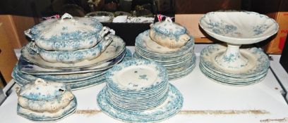 WITHDRAWN Stafforshire stoneware 'Primrose' part dinner service, cream with blue foliate borders,