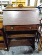 Early to mid 19th century oak students desk,