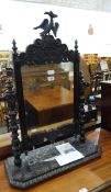 Victorian oak carved swing toilet mirror,