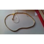 14K gold flexible link necklace, having rectangular textured links,