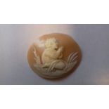 Georgian carved shell cameo, circa 1730-1760 oval, kneeling child, possibly Moses in the bullrushes,