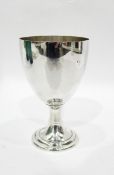 Silver plated goblet of plain form, on a circular base, 15.