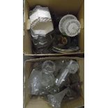 Quantity of assorted glassware including a glass ship in a bottle,