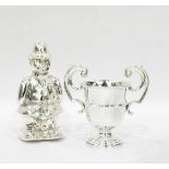 20th century silver plated money box in the form of a policeman and a two-handled trophy cup (2)