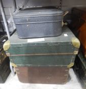 Canvas and wood school trunk and two suitcases (3)