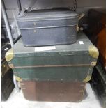 Canvas and wood school trunk and two suitcases (3)