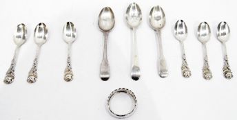 Three various Georgian and later silver teaspoons,