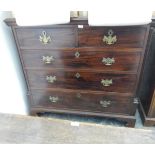 George III mahogany chest of two short and three long drawers, flanked by quarter pilasters,