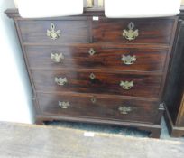 George III mahogany chest of two short and three long drawers, flanked by quarter pilasters,