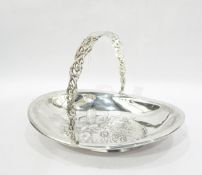 Silver plated basket of oval form,