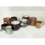 Various studio pottery mugs,