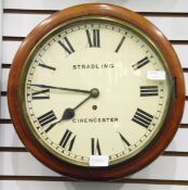 Stradlings, Cirencester mahogany dial clock with Roman numerals, 30-hour movement,