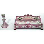 Gien faience desk stand with shaped crest rail,