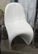 Verner Panton style white plastic moulded chair,