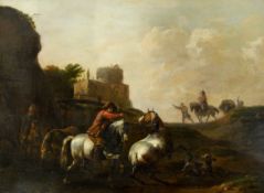 LOT WITHDRAWN Circle of Abraham Van Calraet (17th century) Oil on panel Italian scene with