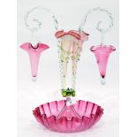 Victorian cranberry glass epergne,